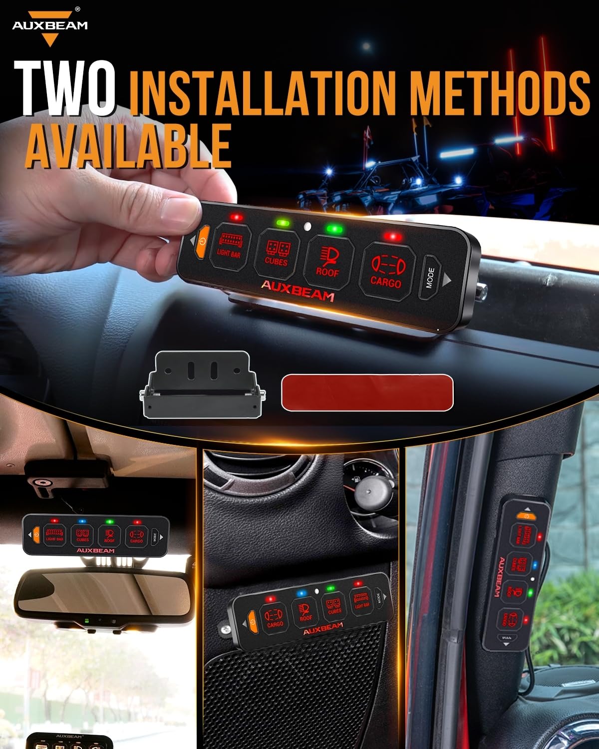 AS-R40/60/80 RGB SLIM SWITCH PANEL TOGGLE/ MOMENTARY/ PULSED MODE SUPPORTED(ONE-SIDED OUTLET)