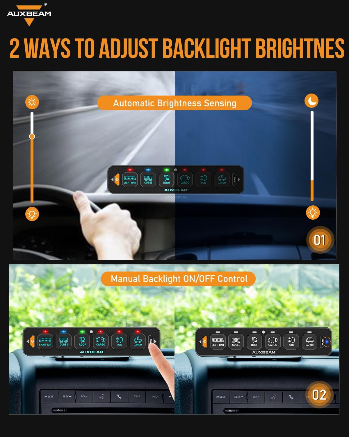 AS-R40/60/80 RGB SLIM SWITCH PANEL TOGGLE/ MOMENTARY/ PULSED MODE SUPPORTED(ONE-SIDED OUTLET)