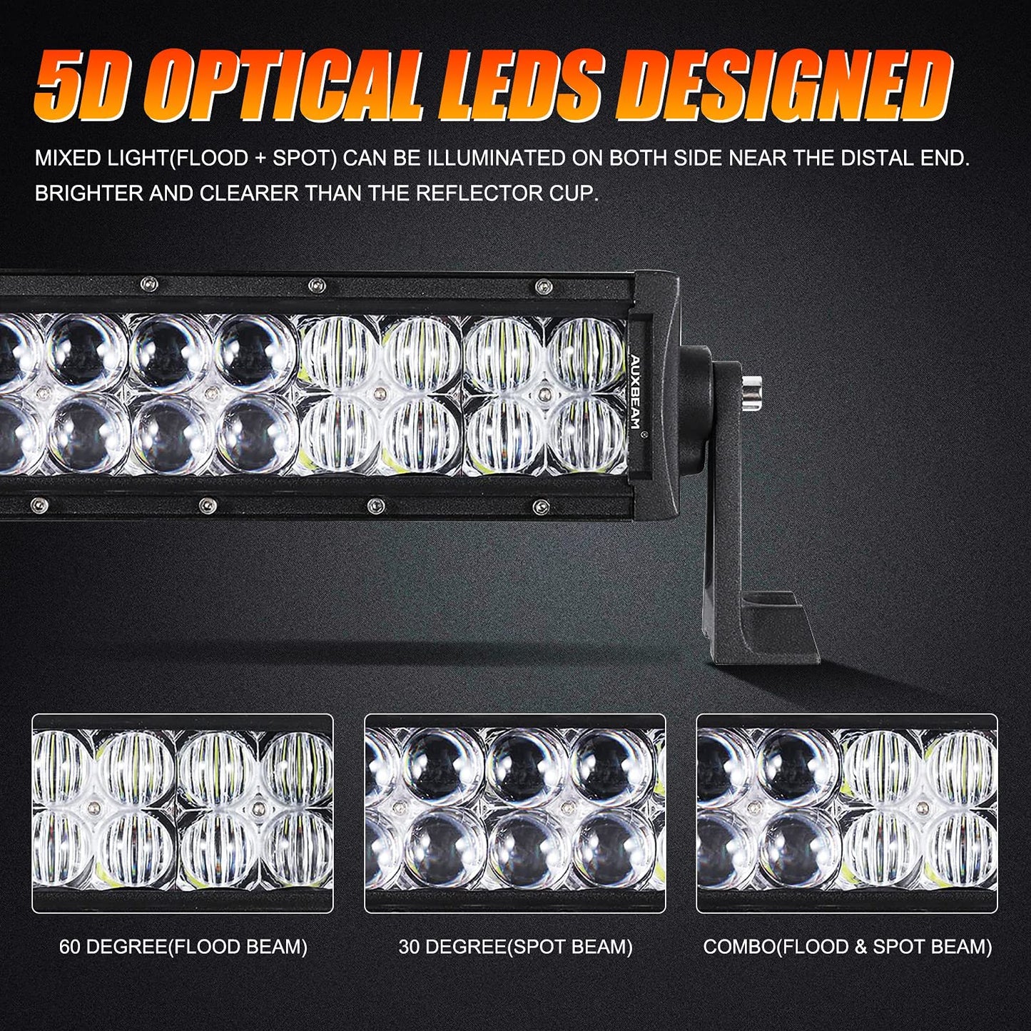 5D SERIES 22 INCH/32 INCH/42 INCH/50 INCH/52 INCH COMBO BEAM STRAIGHT DOUBLE ROW LED LIGHT BAR