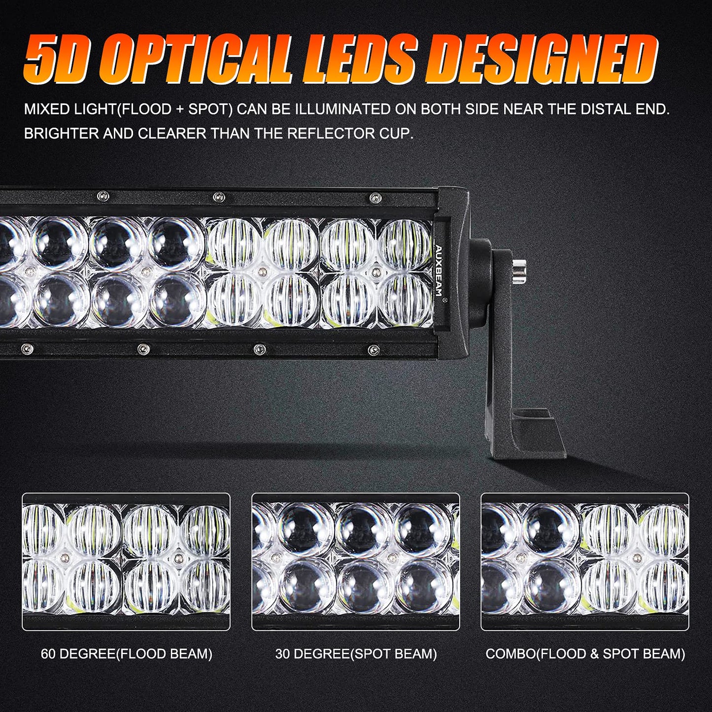5D SERIES 22 INCH/32 INCH/42 INCH/50 INCH/52 INCH COMBO BEAM STRAIGHT DOUBLE ROW LED LIGHT BAR