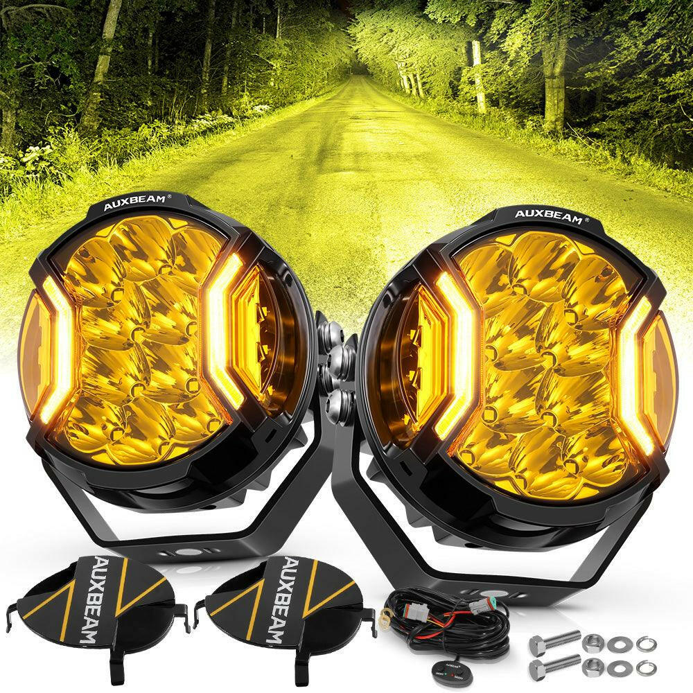 Auxbeam V-ULTRA Series 5 Inch 172W LED Side Shooter Amber Pod Lights Amber DRL.