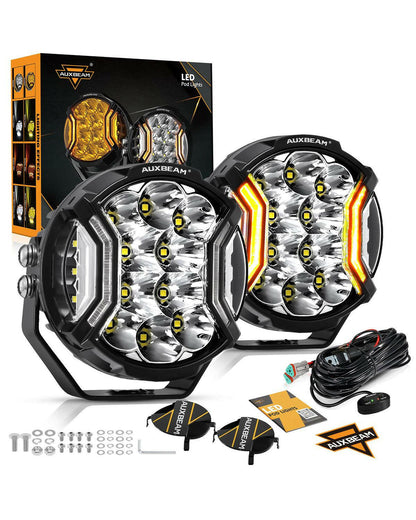 Auxbeam V-ULTRA 5" LED Pod Lights 172W Side Shooter White Amber DRL Driving
