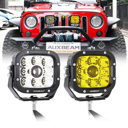 Auxbeam X-PRO SERIES 3" 40W LED Pods Cube 4800LM White And Yellow Fog Lights