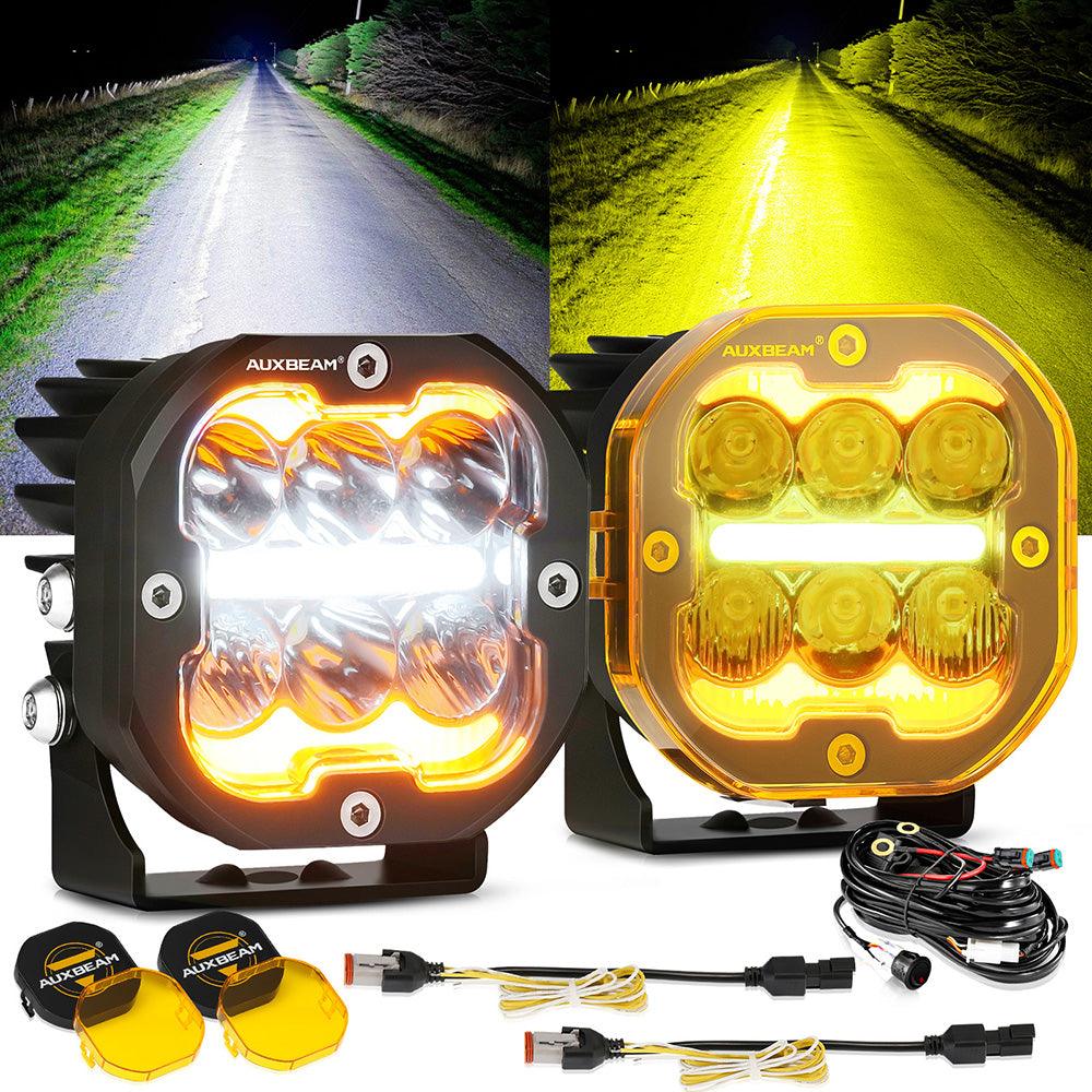 Auxbeam X-PRO SERIES 3" 40W LED Pods Cube 4800LM White And Yellow Fog Lights