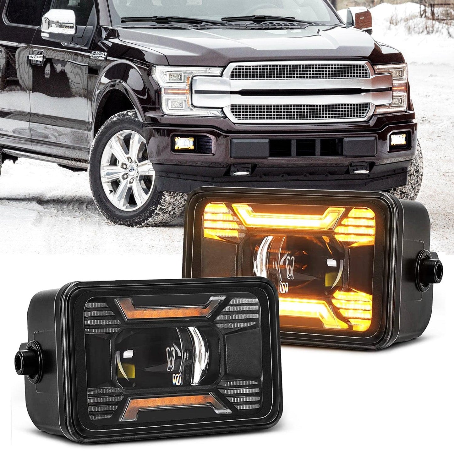 60W LED Fog Lights with DRL/ Turn Signal for Ford F150 2015 2016 2017 2018 2019 2020