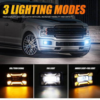 60W LED Fog Lights with DRL/ Turn Signal for Ford F150 2015 2016 2017 2018 2019 2020
