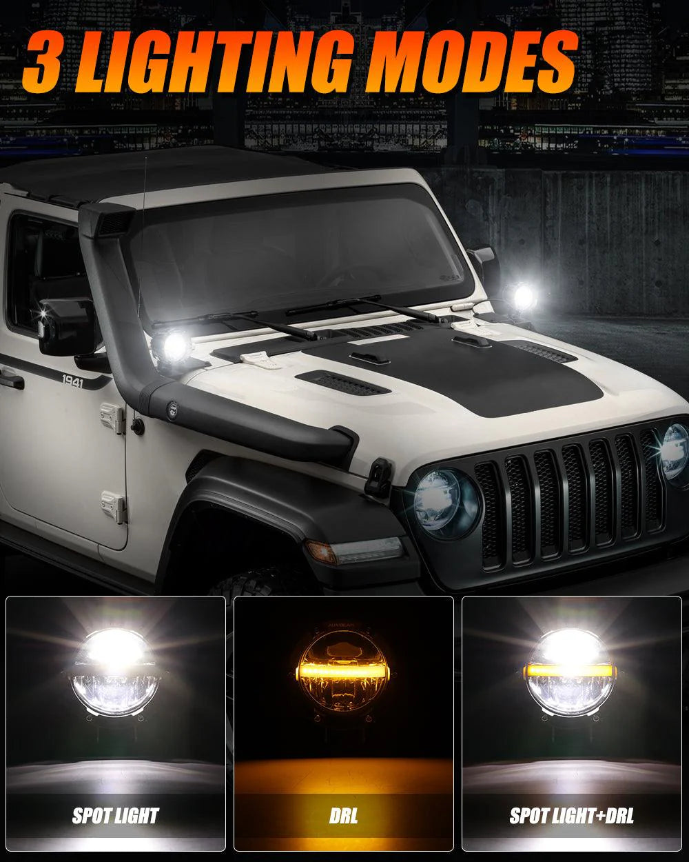 AUXBEAM 4 INCH 110W 11000LM LED PODS OFFROAD LED DRIVING LIGHTS WITH AMBER DRL.