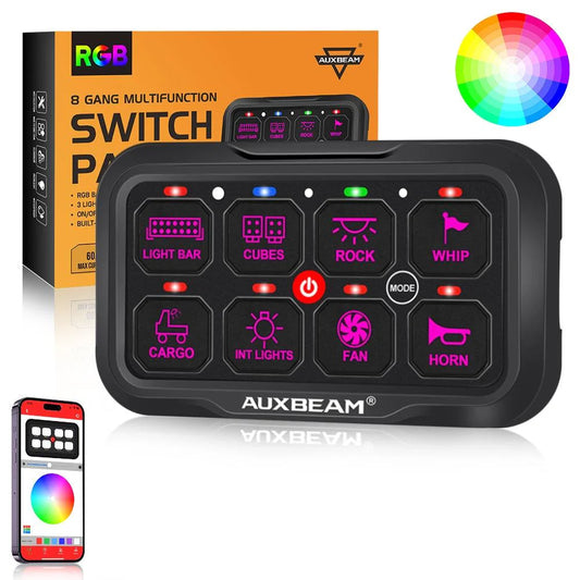 RGB switch panel with toggle mode for LED light and light bar switch functionality