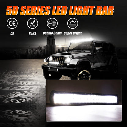 5D SERIES 22 INCH/32 INCH/42 INCH/50 INCH/52 INCH COMBO BEAM STRAIGHT DOUBLE ROW LED LIGHT BAR