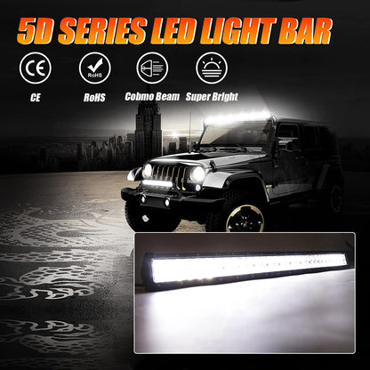 5D SERIES 22 INCH/32 INCH/42 INCH/50 INCH/52 INCH COMBO BEAM STRAIGHT DOUBLE ROW LED LIGHT BAR