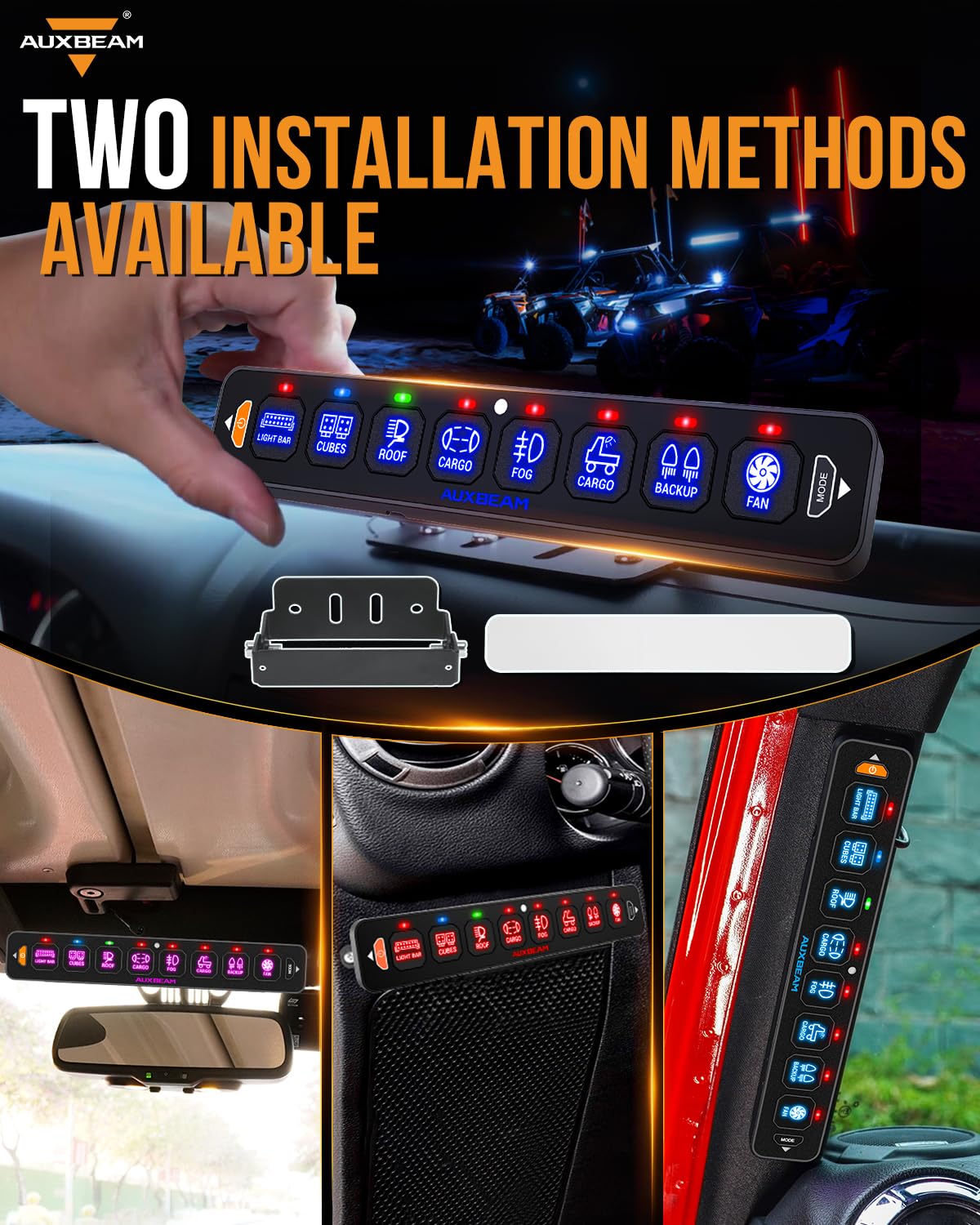 AS-R40/60/80 RGB SLIM SWITCH PANEL TOGGLE/ MOMENTARY/ PULSED MODE SUPPORTED(ONE-SIDED OUTLET)