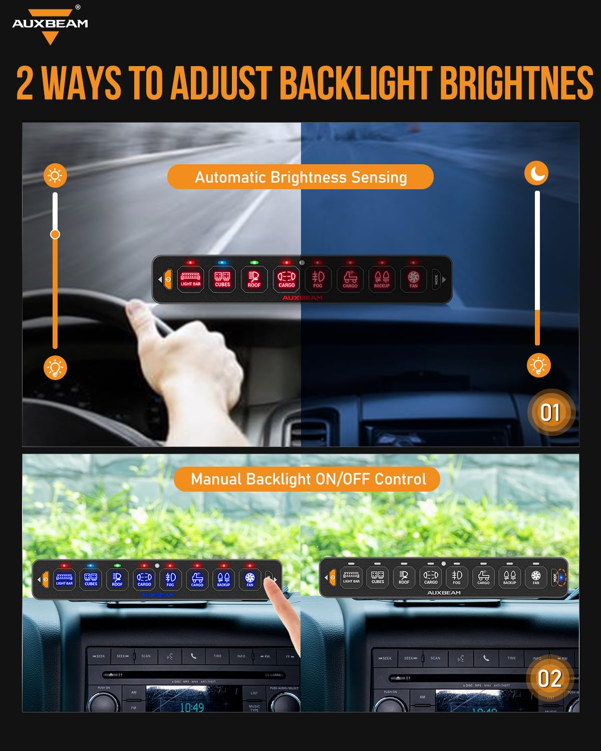 AS-R40/60/80 RGB SLIM SWITCH PANEL TOGGLE/ MOMENTARY/ PULSED MODE SUPPORTED(ONE-SIDED OUTLET)