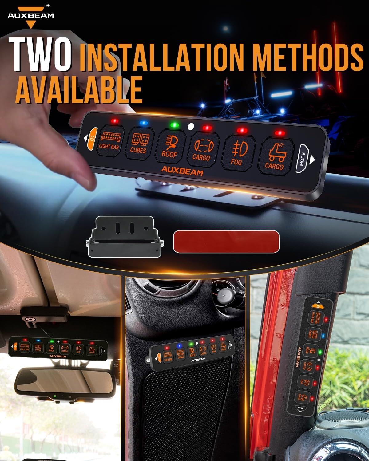 AS-R40/60/80 RGB SLIM SWITCH PANEL TOGGLE/ MOMENTARY/ PULSED MODE SUPPORTED(ONE-SIDED OUTLET)