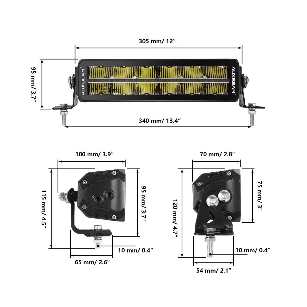 AUXBEAM SP-DRL SERIES 12 INCH 70W 8160LM DUAL ROW OFF ROAD LED LIGHT BAR WITH AMBER&WHITE DRL.