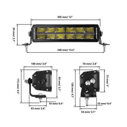 AUXBEAM SP-DRL SERIES 12 INCH 70W 8160LM DUAL ROW OFF ROAD LED LIGHT BAR WITH AMBER&WHITE DRL.