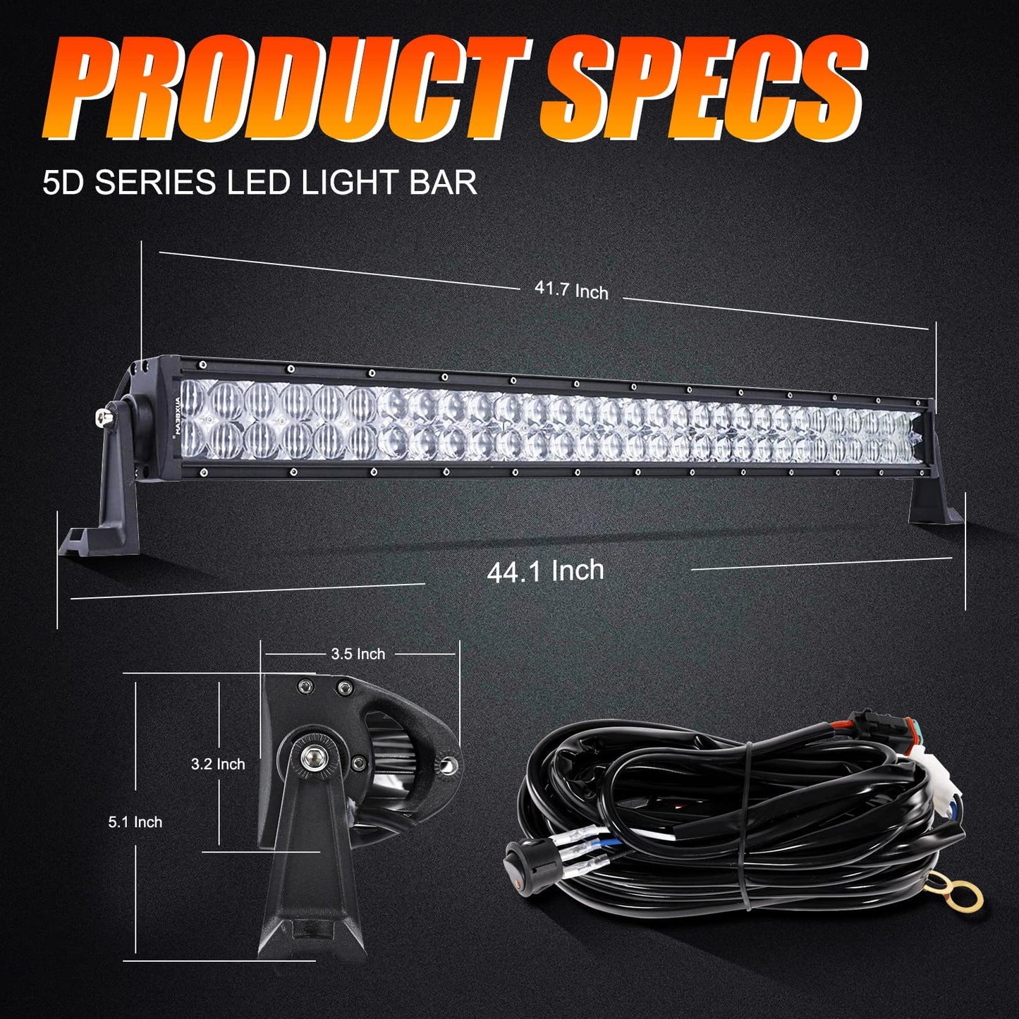 5D SERIES 22 INCH/32 INCH/42 INCH/50 INCH/52 INCH COMBO BEAM STRAIGHT DOUBLE ROW LED LIGHT BAR