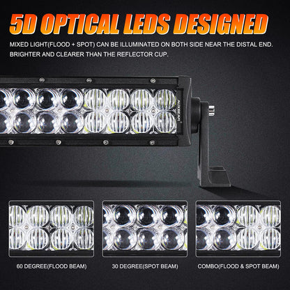5D SERIES 22 INCH/32 INCH/42 INCH/50 INCH/52 INCH COMBO BEAM STRAIGHT DOUBLE ROW LED LIGHT BAR