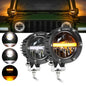 AUXBEAM 4 INCH 110W 11000LM LED PODS OFFROAD LED DRIVING LIGHTS WITH AMBER DRL.