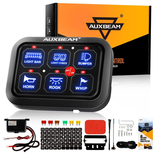 Auxbeam 6 Gang LED Lights Switch Panel BC60 Universal Circuit Control Relay System.