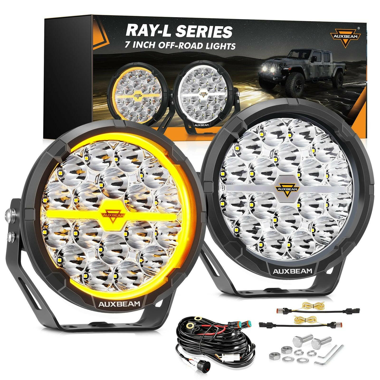 AUXBEAM RAY-L SERIES | 7 INCH 240W 25800LM DUAL DRL OFFROAD LED DRIVING LIGHTS.