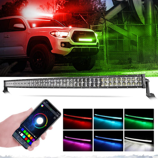 Auxbeam New 52 Inch V-PRO Series Curved RGBW Color Changing Off Road Led Bar.