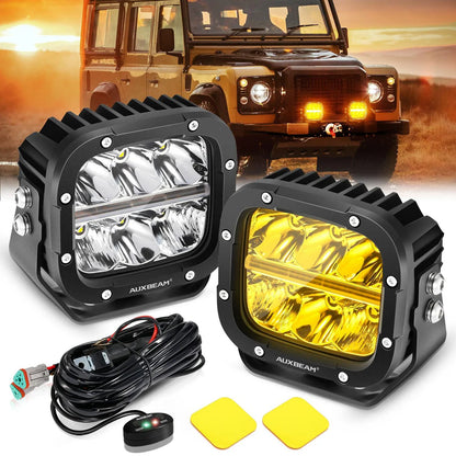 Auxbeam X-PRO SERIES 3" 40W LED Pods Cube 4800LM White And Yellow Fog Lights