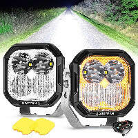 Auxbeam Color Play 3″ 100W LED Pod Light Combo – White DRL + Amber Turn Signal.