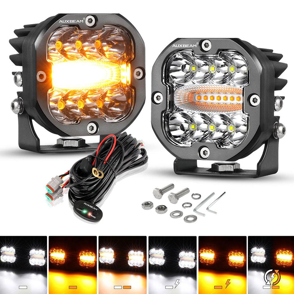 Auxbeam X-PRO SERIES 3" 40W LED Pods Cube 4800LM White And Yellow Fog Lights