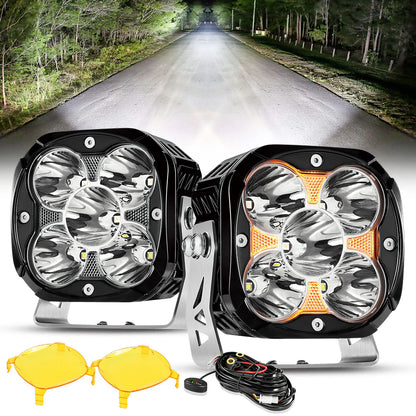 Auxbeam X-PRO SERIES 3" 40W LED Pods Cube 4800LM White And Yellow Fog Lights