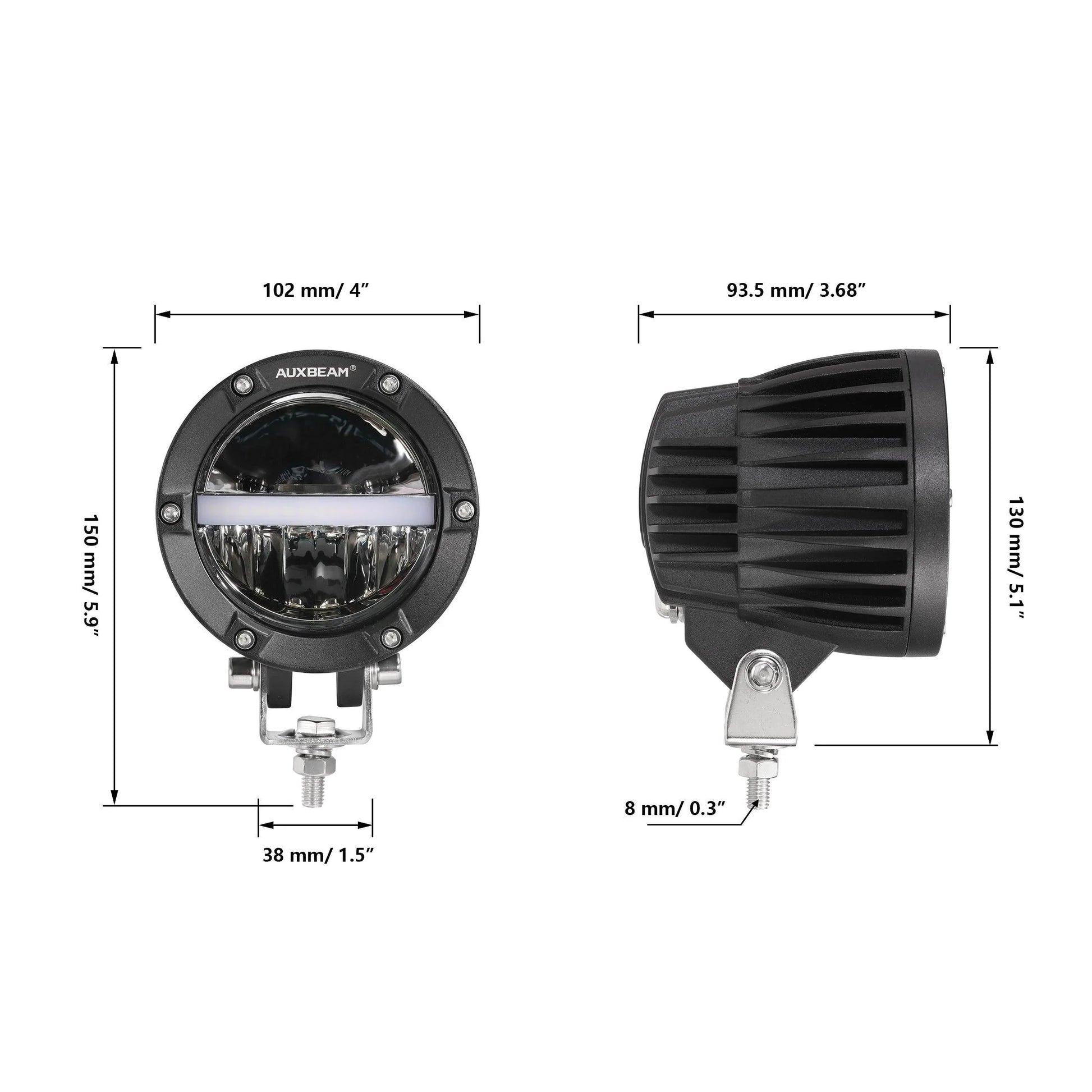 AUXBEAM 4 INCH 110W 11000LM LED PODS OFFROAD LED DRIVING LIGHTS WITH AMBER DRL.