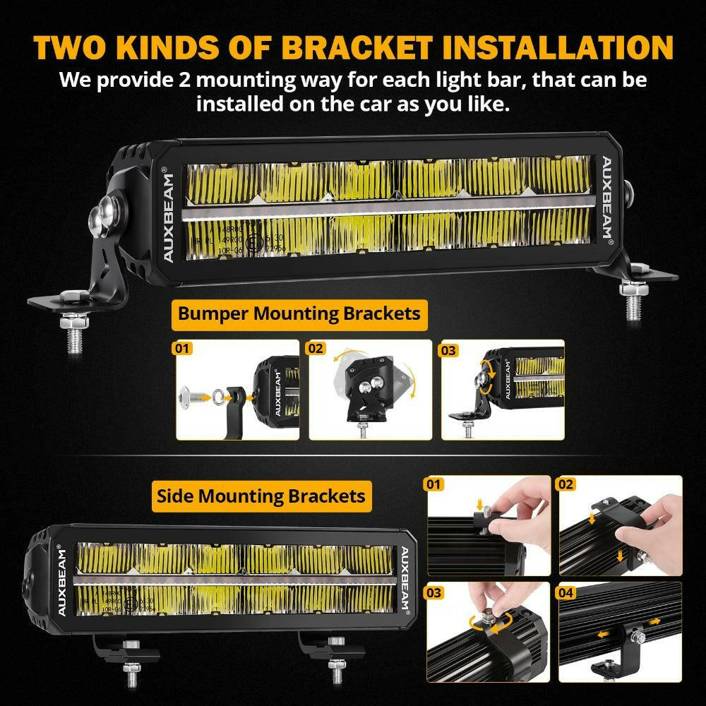 AUXBEAM SP-DRL SERIES 12 INCH 70W 8160LM DUAL ROW OFF ROAD LED LIGHT BAR WITH AMBER&WHITE DRL.