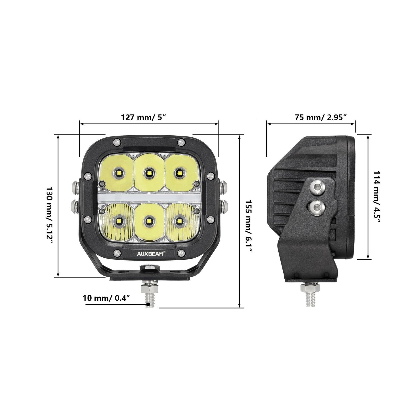 Auxbeam 5" XP-Ultra Series LED Offroad Light With Amber DRL 132W 15600LM (2 Pcs).