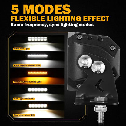 AUXBEAM SP-DRL SERIES 12 INCH 70W 8160LM DUAL ROW OFF ROAD LED LIGHT BAR WITH AMBER&WHITE DRL.