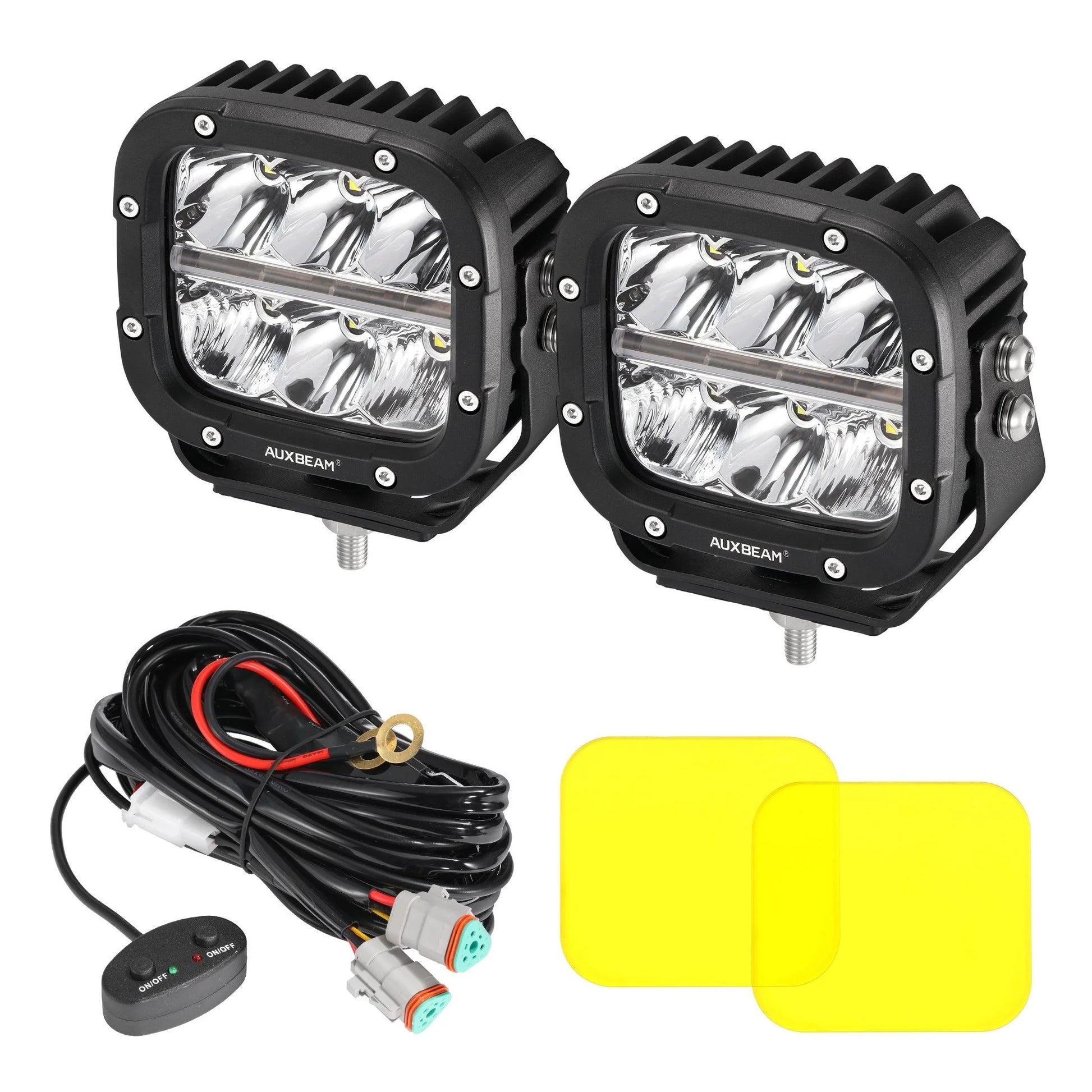 Auxbeam 5" XP-Ultra Series LED Offroad Light With Amber DRL 132W 15600LM (2 Pcs).