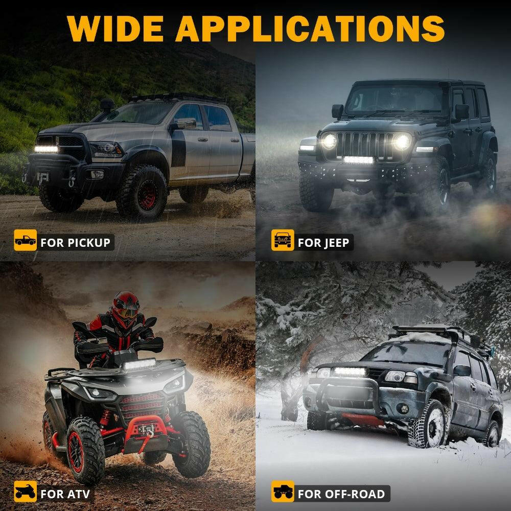 AUXBEAM SP-DRL SERIES 12 INCH 70W 8160LM DUAL ROW OFF ROAD LED LIGHT BAR WITH AMBER&WHITE DRL.